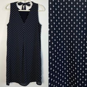 NWT H&M Navy Sleeveless Printed V-Neck Dress Black White Tie Back Size 6